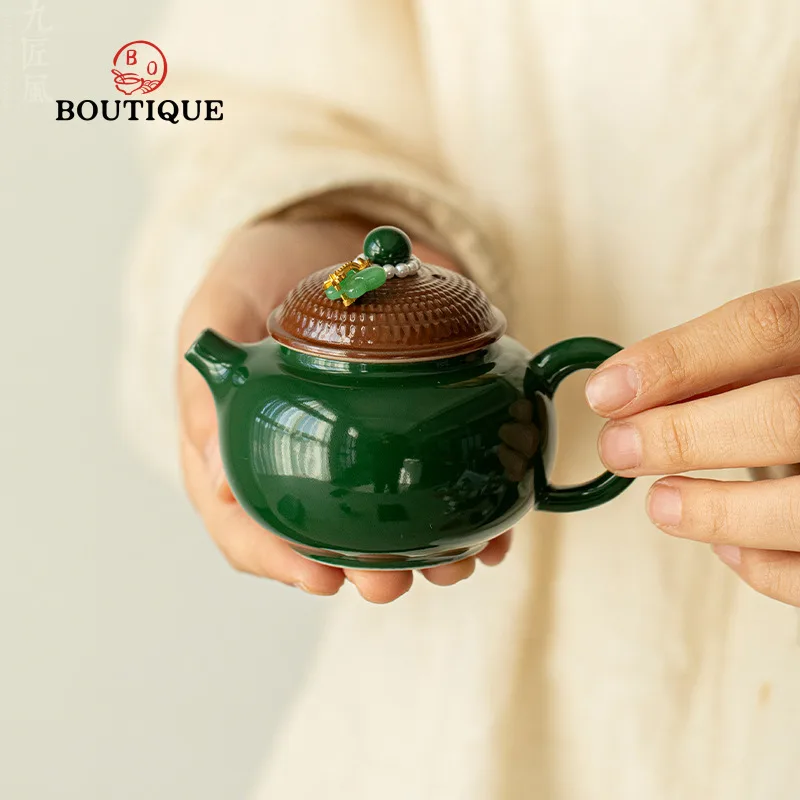 

Зеленый китайский ретро-чайник, керамический заварочный чайник, чайник для заваривания чая пуэр, чайник для церемонии, инфузор-фильтр, Гун Дао Бэй, чайники Исин