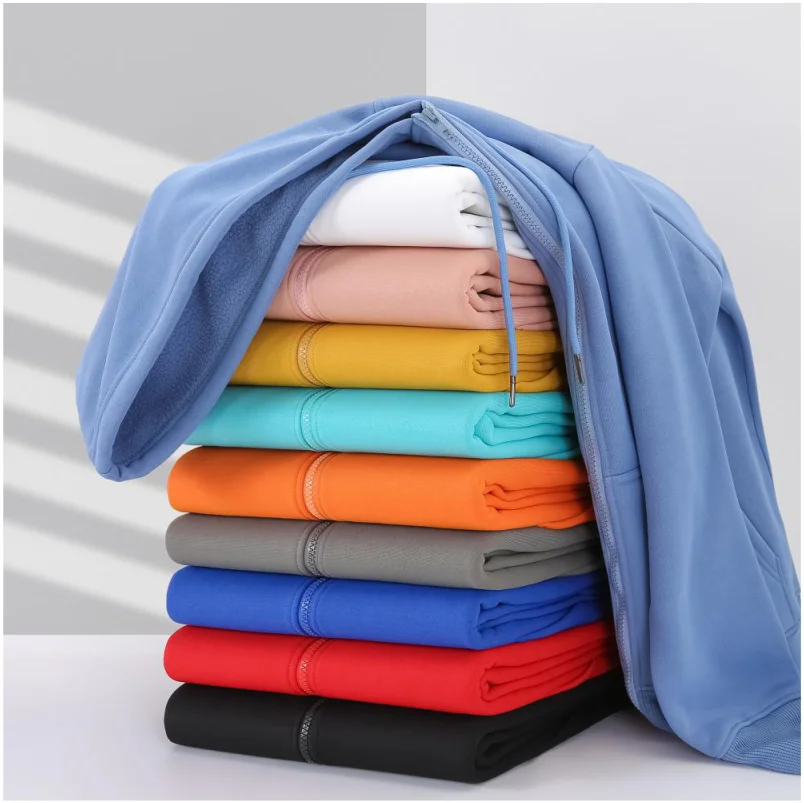 YOTEE Custom Men's And Women's Zipper Hoodie Pullover Logo Solid Color Embroidered Print Autumn And Winter Thick Casual Hoodie