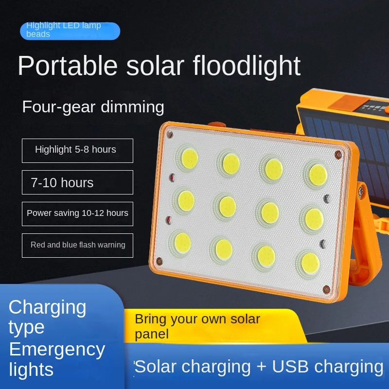 LED Solar Work Light Solar USB Rechargeable Portable Camping Lamp Power bank Built-in Battery 15000mah Floodlight Stand Lantern