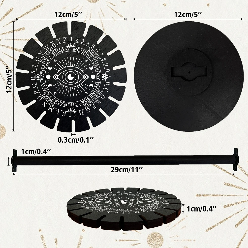 Pendulum Holder Wooden Pendulum Display Rack with Moon Phase Eye Pattern Stuff Black Display Shelf for Display Gift Organizer