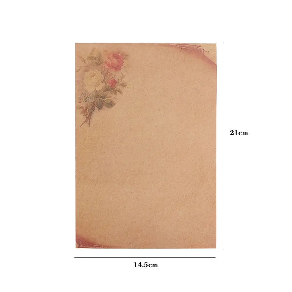 Brown Kraft Paper Letterform Letterhead Drawing Pad Sketch Pad Letter Paper Vintage Flower Design Writing Paper