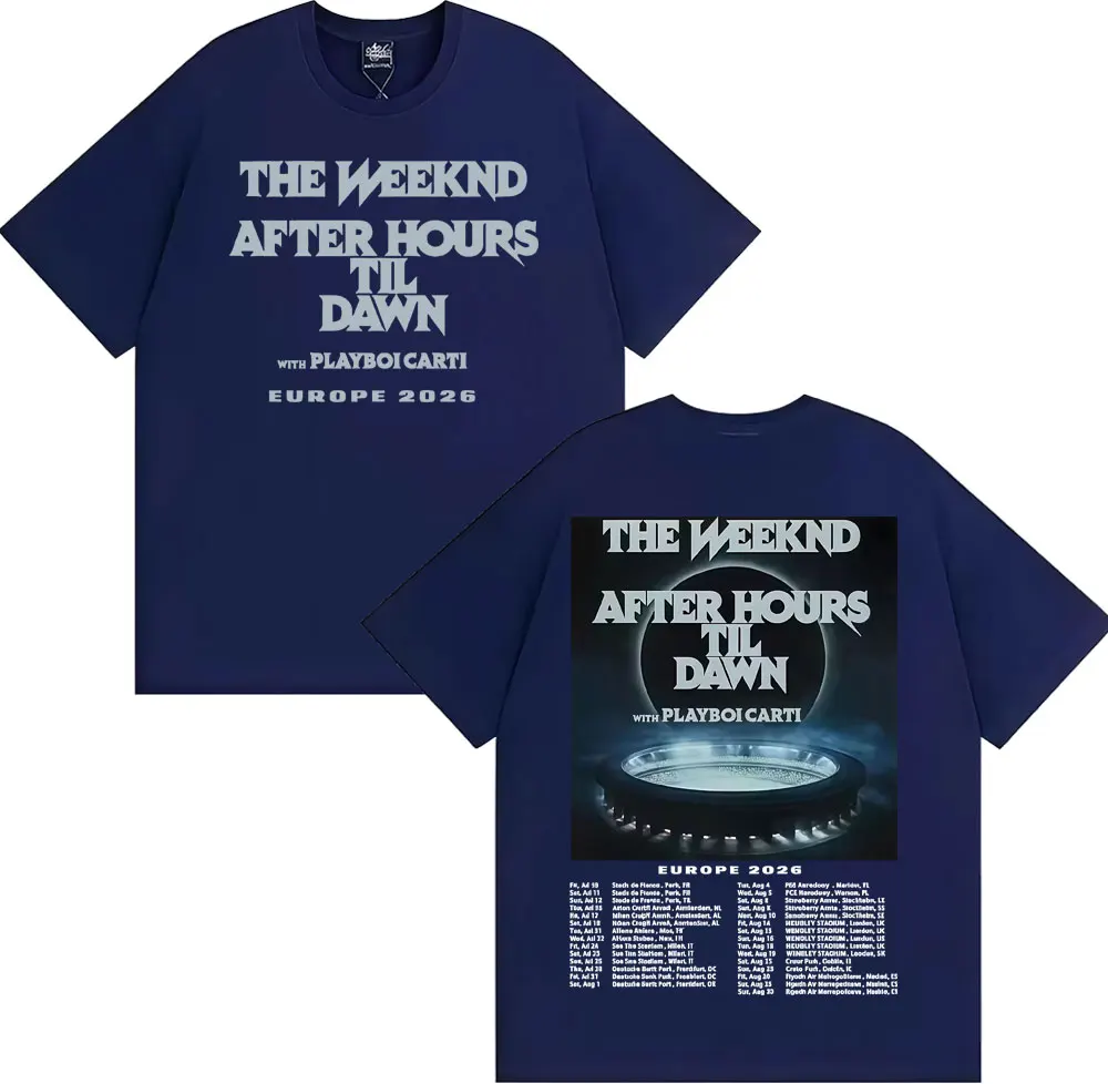 2026 Summer Weeknd After Hours Until Dawn Printed Men's Fashion Hip-hop Short-sleeved T-shirt Retro Casual Short-sleeved T-shirt