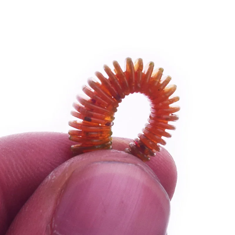 Señuelo suave de gusano en espiral para Pesca, cebo Artificial de silicona, olor a Camarón, aparejos de Pesca, 6cm, 0,6g, 10 unidades por lote