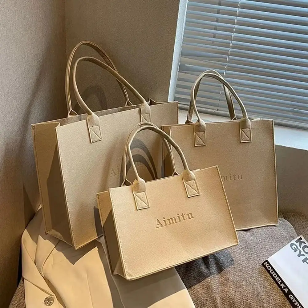 

1Pcs Casual Large Capacity Felt Shoulder Bag Solid Color Travel Messenger Bag Simple S/M/L Crossbody Handbag Women