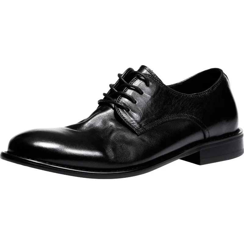 Soft Horse Hair Mens Derby Shoes Luxury Handmade Genuine Leather Breathable Retro Elegant Black Wedding Socail Dress Shoes Man