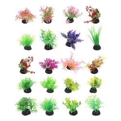 20 Pcs Fish Tank Landscaping Water Plants Decorative Grass Artificial Plastic Aquarium Supplies Adornment Succulents