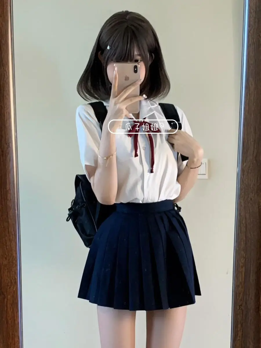 Japan Genuine College Style JK Uniform Suit Female Student Short-Sleeved Shirt School Supply Sense Versatile Shirt Pleated Skirt