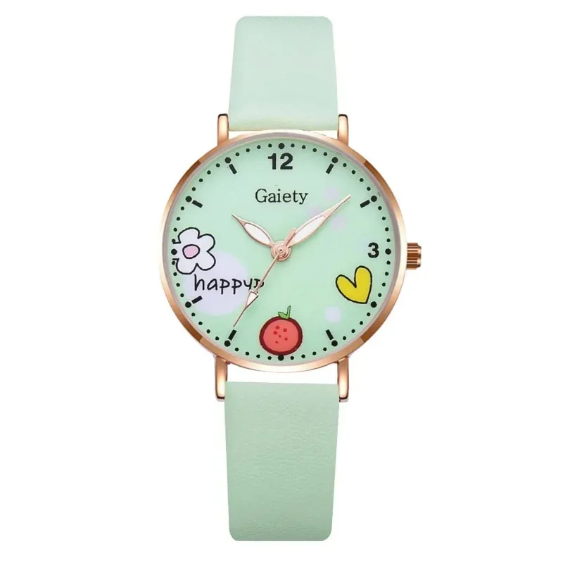 Kids Watches Pink Cute Children's Wristwatch Cartoon Pattern Quartz Watch Set for Girls Fashion Students' Clock Relogio Feminino