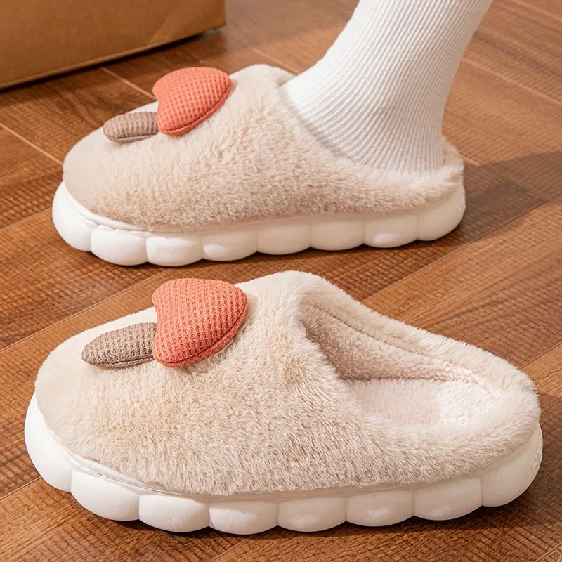 2026 New Women Plush Cotton Slippers, Odor Resistant Warm Fuzzy Indoor House Shoes, 1 Pair Winter Home Footwear
