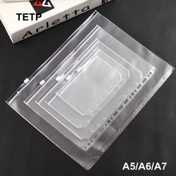 TETP 10pcs A5/A6/A7 Plastic Zipper Bags Pockets DIY Hand Account Collect Storage For Ring Notebook Binder Thicken Resealable