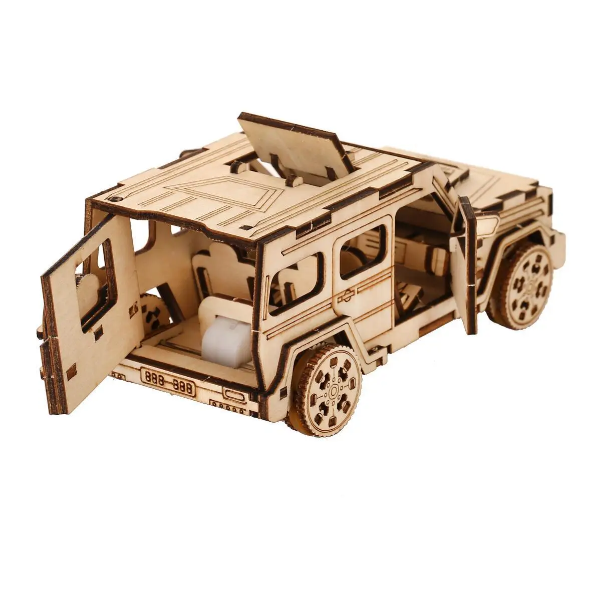 Fotografia 4: Kit de modelo de carro de madeira 3D OUZEY - quebra-cabeça de montagem com corte a laser DIY, projeto de construção educacional para adultos e adolescentes de 14 anos ou mais