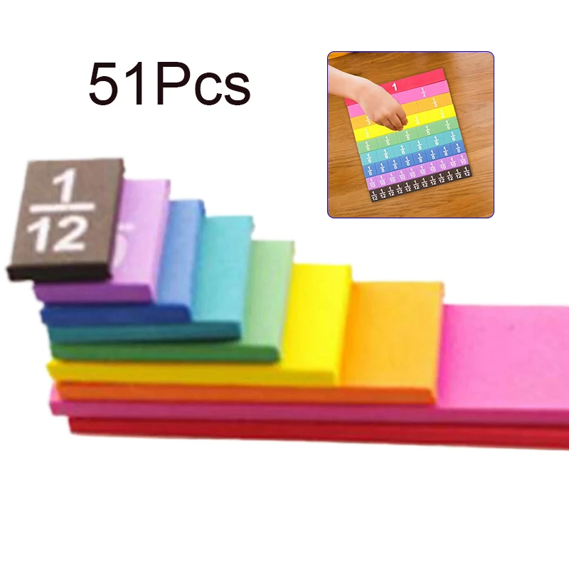51Pcs Fraction Cubes Math Montessori Math Materials Teaching Aids Learn Fraction Equivalences Props For Kids Educational Early