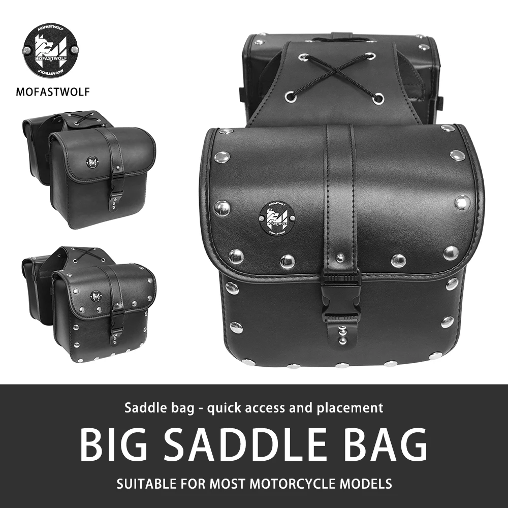 Vintage Motorcycle Saddlebag Waterproof PU Leather Side Tool Bag Storage Pouch For Harley Cruiser Motorbike
