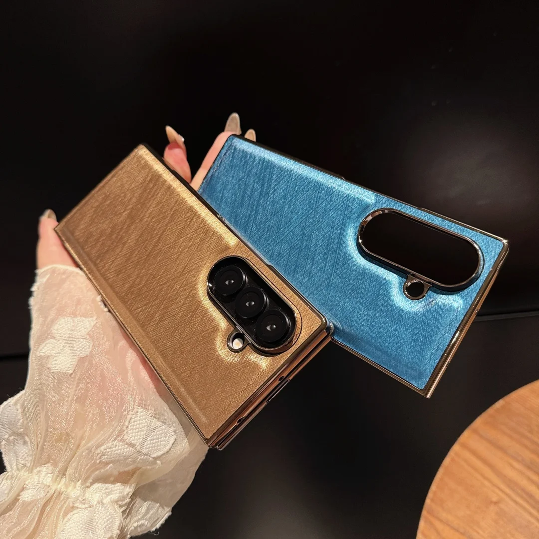 For Samsung Galaxy Z Fold 7 Case Fashion Silk Pattern Leather Skin Protective Phone Shell Back Cover
