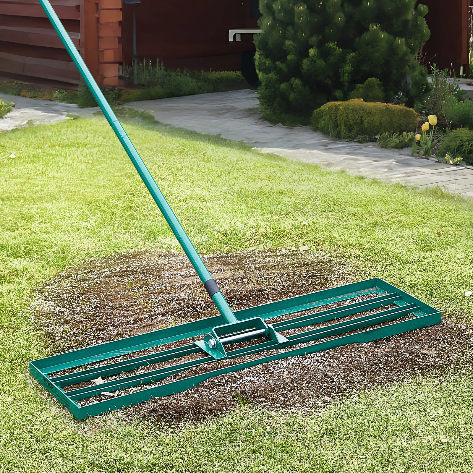 VEVOR Lawn Leveling Rake Heavy-duty Lawn Leveler with Extended Handle Yard Lawn Tool Leveling Rake Suit for Garden Golf Lawn Far