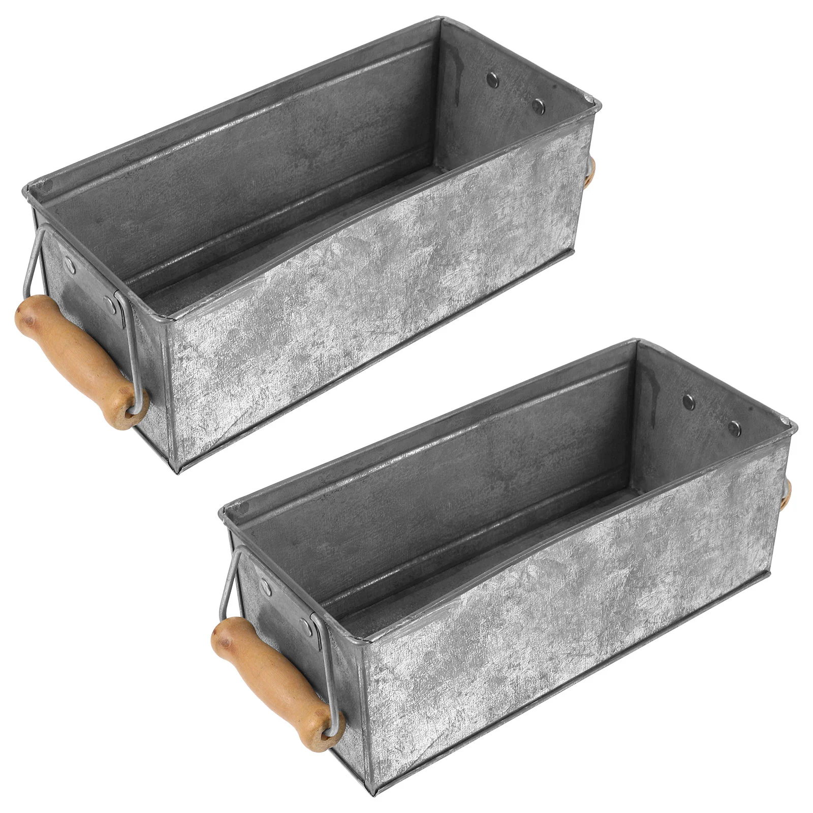 2 Pcs French Iron Soap Dish Storage Container Flower Pot Retro Holder Garden Supplies Box Wooden Office Case