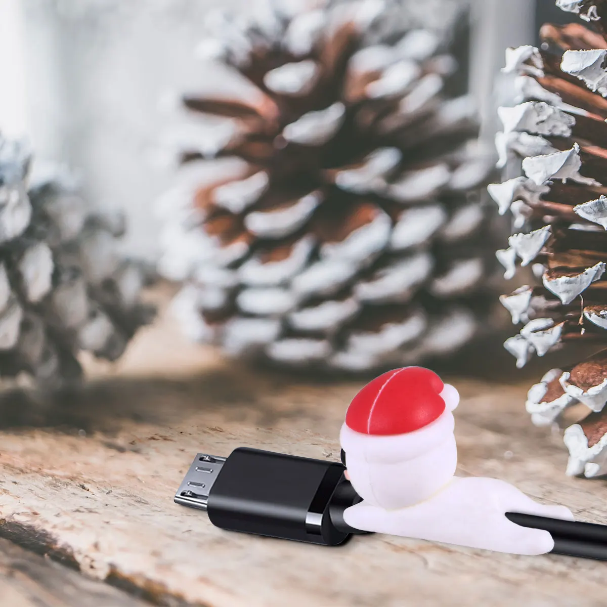 

5Pcs Christmas Snowman Design Data Cable Protector Silicone USB Line Clip for Easy Carry and Protection Cable Clip