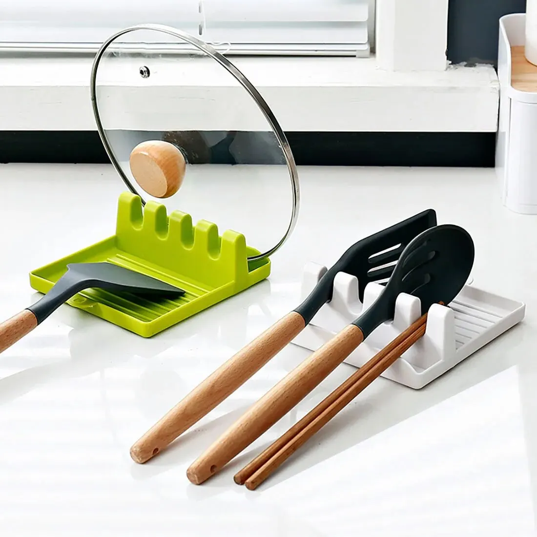 1PC Kitchen Spatula Rack Pot Lid Rack Shelves Countertop Shovel Spoon Shelf Soup Spoon Pad Put Soup Spoon Chopsticks Holder