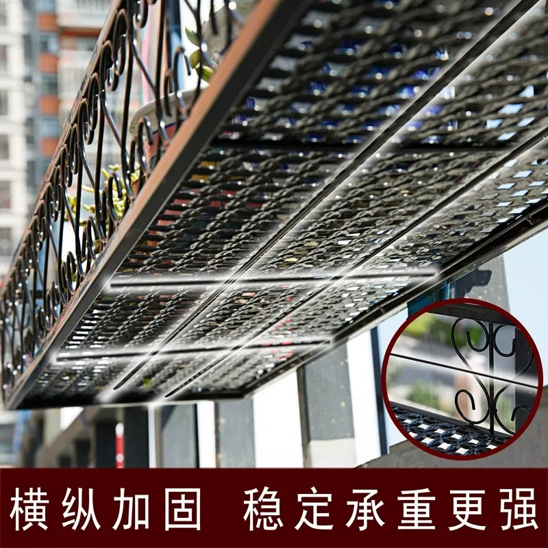 Iron Balcony Hanging Flower Rack Wall Pot Holder Guardrail Shelf Window Plant Stand Home Garden Decorative Hanging Shelf