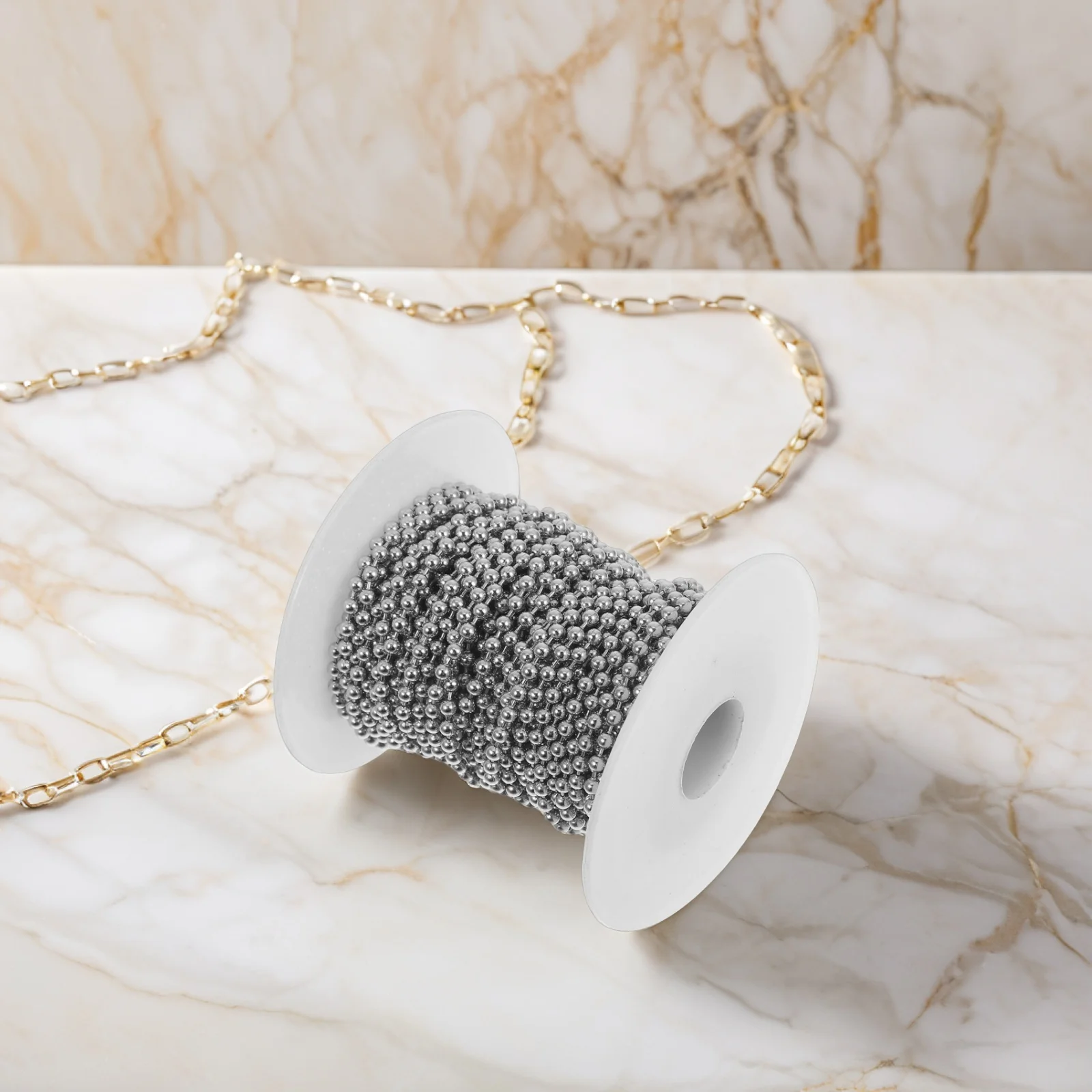 

Electroplated Stainless Steel Beads Chain Roll Multi-Color Easy Cut Jewelry Making Necklace Bracelet Clothing Tags