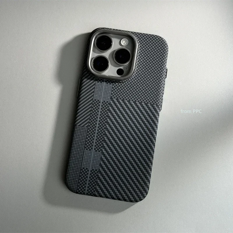 from PPC Für iPhone 17 16 15 14 Pro Max Hülle Kohlefaser Abstrakt Geometrisch für MagSafe Cover Magnetisches Ladegehäuse Kamera-Schutz Funda 7