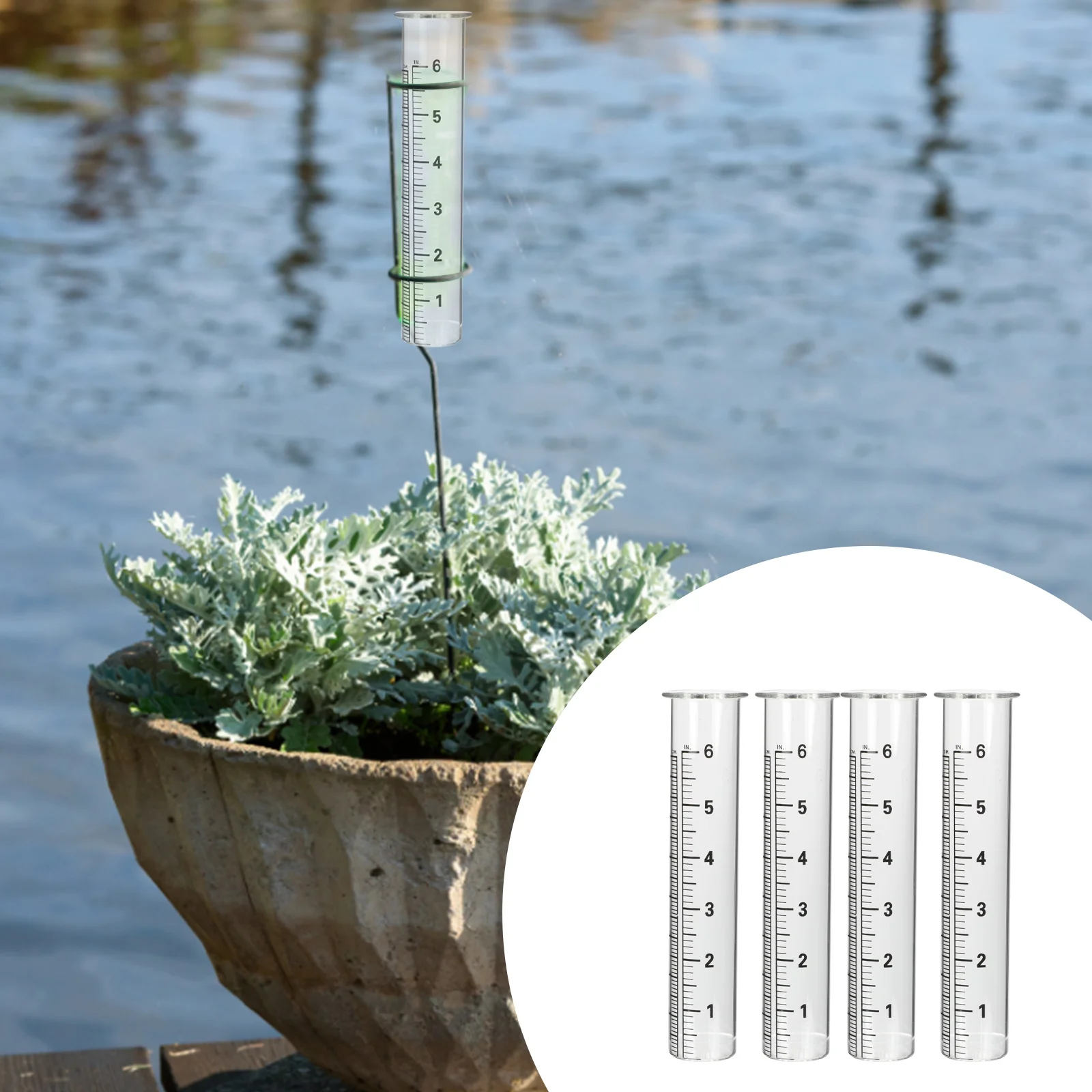 

4 Pcs Tube Rain Professional Gauge Outdoor Holder Tubes Rainfall Measuring Cylinder