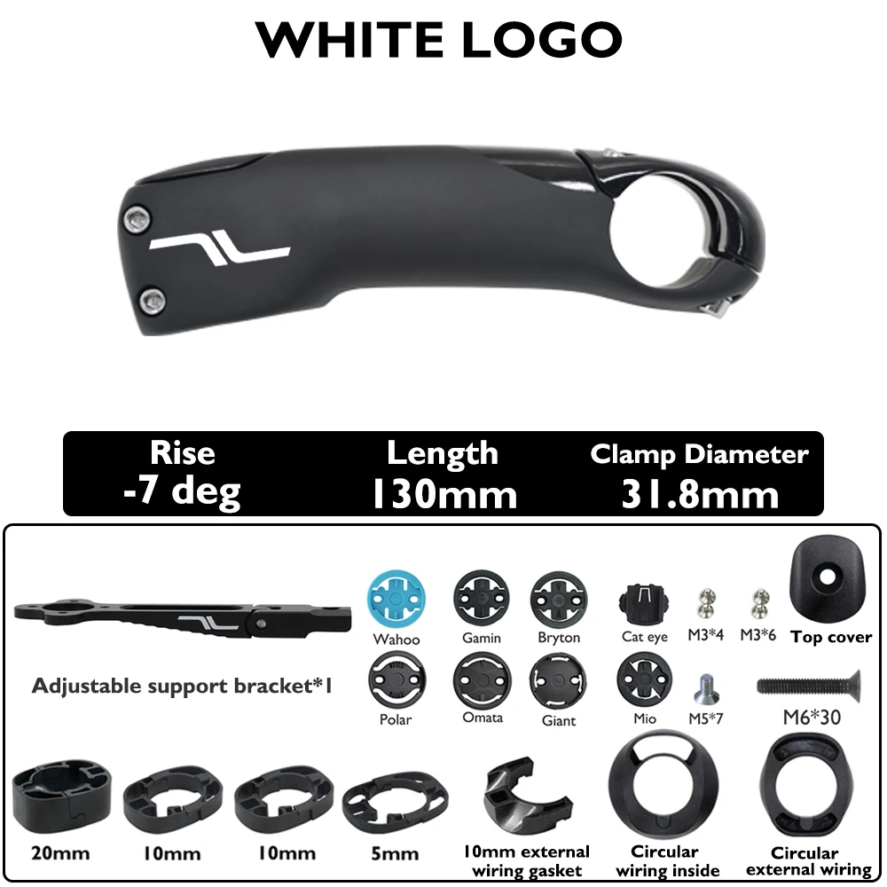 SES Aero koolstofvezel stuurpen, racefiets stuurpen, interne kabelgeleiding, -7 °   hoek, 80 mm-130 mm, inclusief beugel-/afstandhouders accessoire