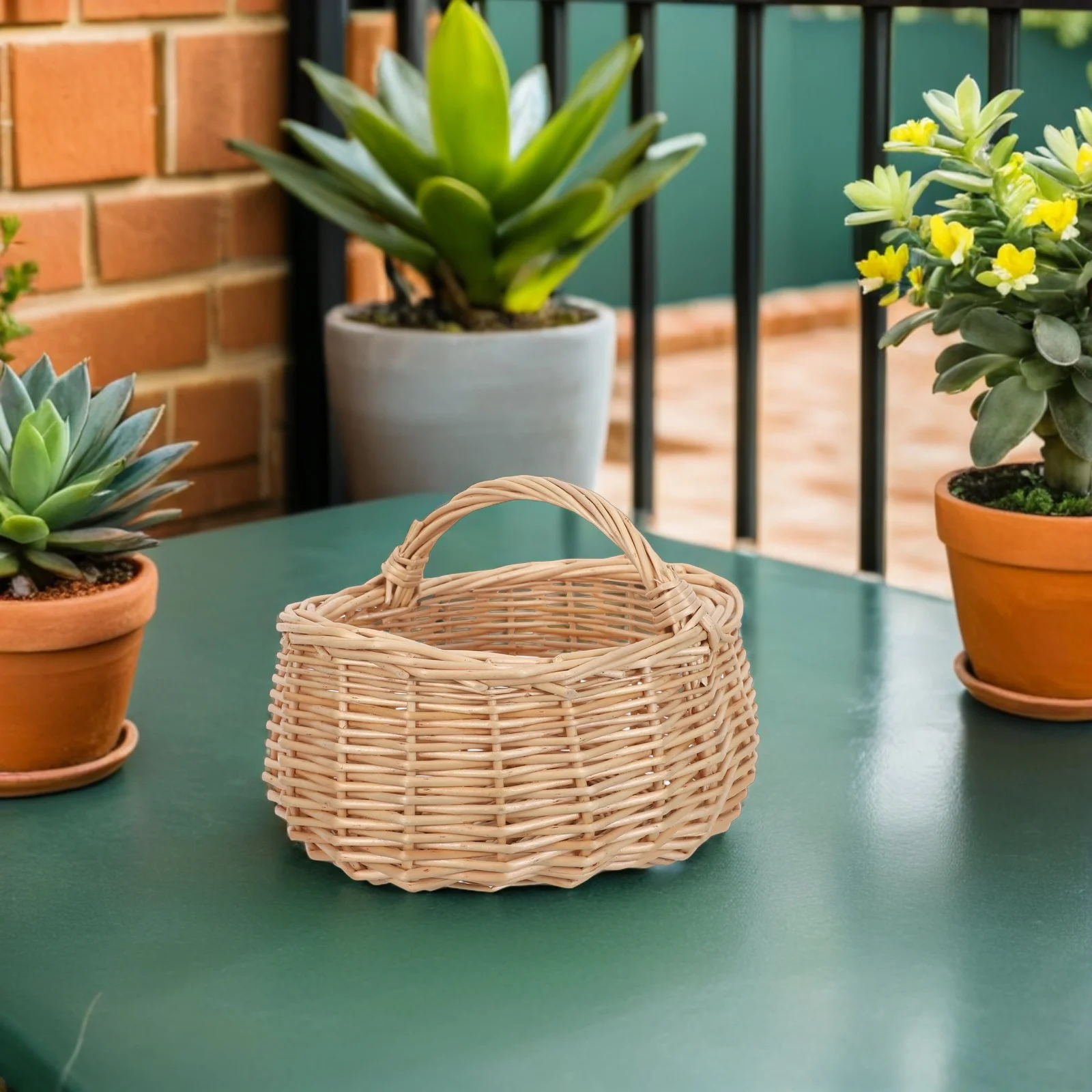 

Oval Wicker Basket With Handle Handcrafted Willow Storage Organizer Rustic Decorative Basket For Home Wedding Picnic Use