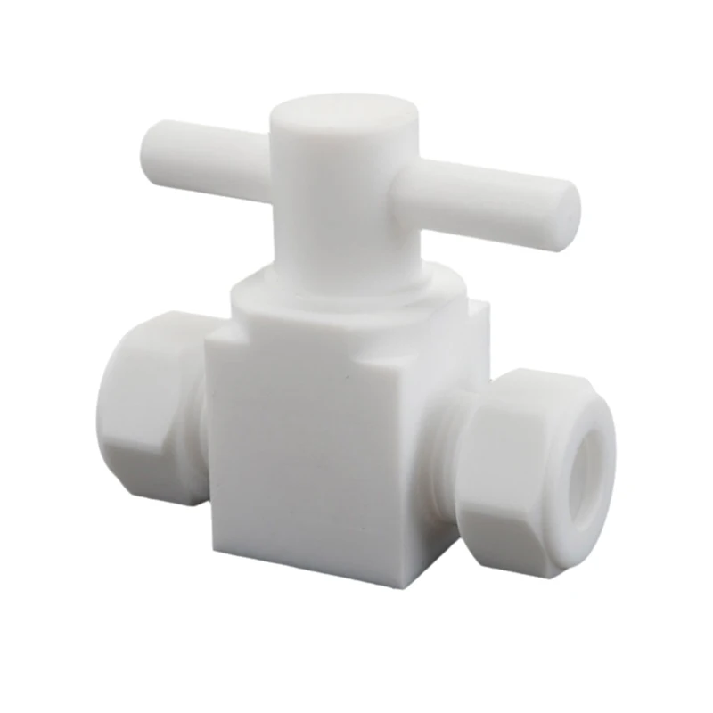 PTFE Three-way ball valve Compression Fitting Teflon Corrosion Resistant 3 4 6 8 14-20mm 1/8