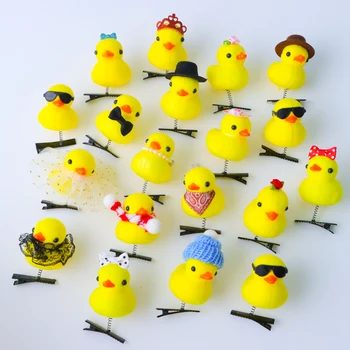 10/20/50/100Pcs/Lot Cartoon Funny Children 3D Little Yellow Duck Plush Hairpin Fashion…