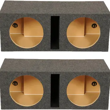 Q Power QBASS Dual 12 Inch Heavy Duty MDF Material Car Audio Subwoofer Enclosure Boxes with Shared Slot Port Vent