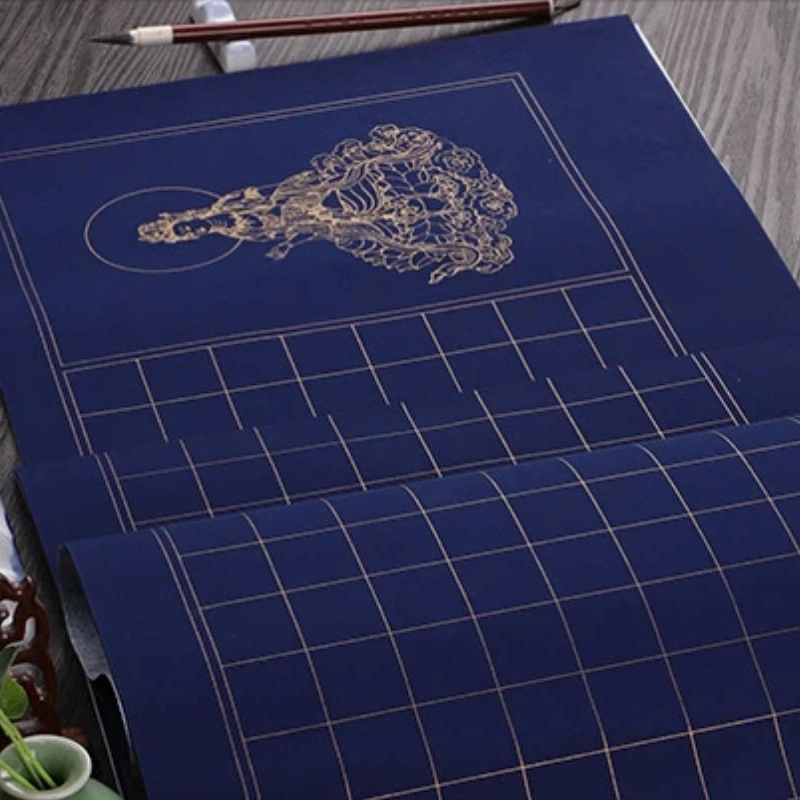 Semi Raw Xuan Paper Grid Sheet Chinese Scripture Copying Paper Square Lattice Rice Paper For Buddhist Text Transcription Supply