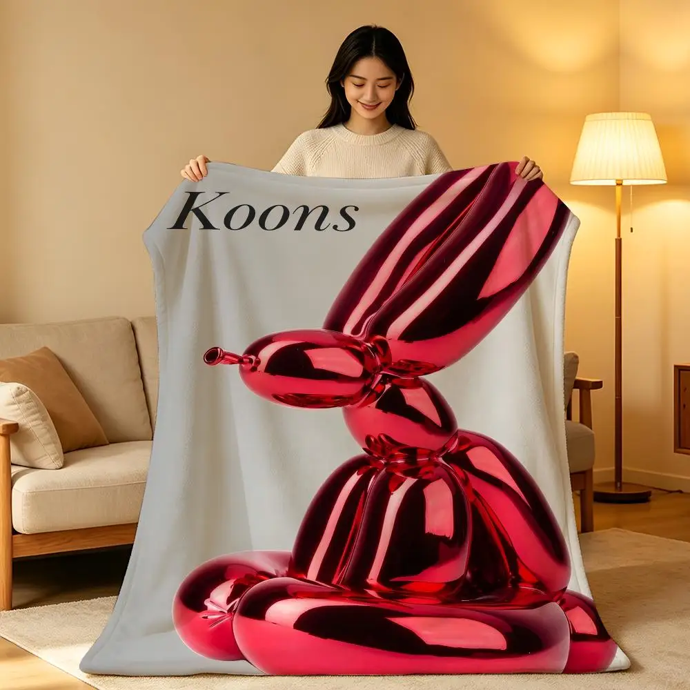 Artist Pop J-Jeff Koons Throw Soft Warm Flannel Blanket Lightweight for Sofa Bed Couch Travel Adults