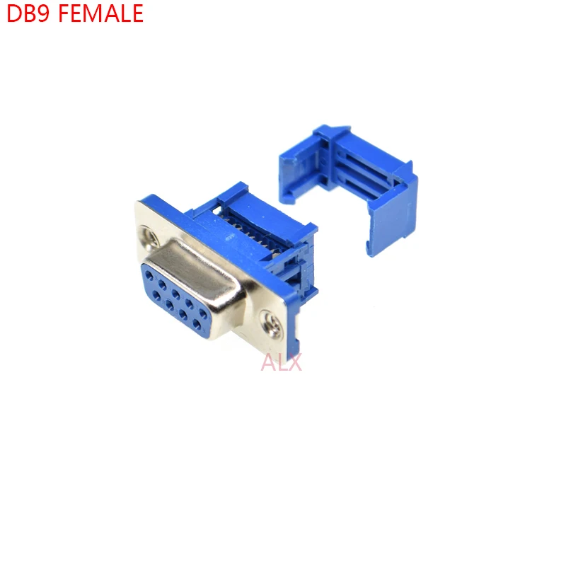 5pcs Didc9 Db9 Male Female Serial Port Connector Idc Crimp Type D-Sub Rs232 Com Connectors 9pin Socket 9p Adapter For Cable