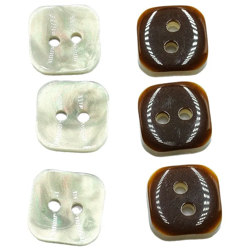 High-Grade Resin Imitation Shell Buttons round & Square 2-Hole Fashion Buttons for Woolen Coat Trench Coat Outerwear