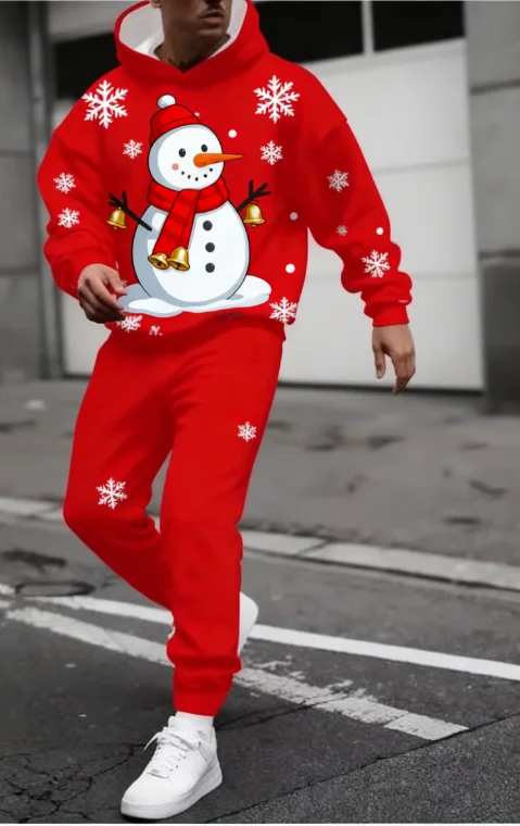 Christmas Two Piece Hoodie Pant Sets Santa Claus 3d Print Set Men Fashion Hoodie+Pant Set Xmas Gifts Tracksuit Jogging Suits