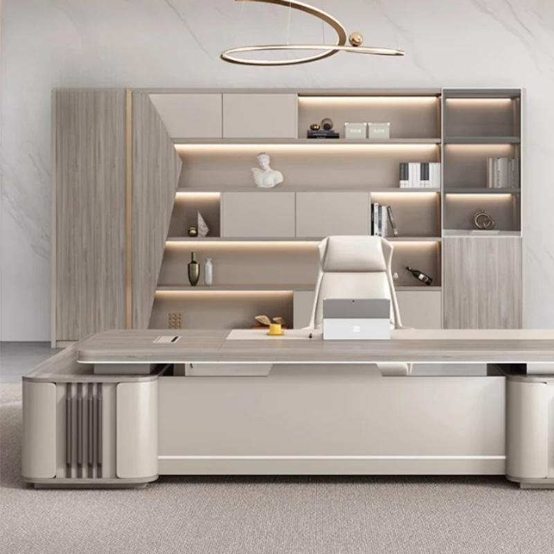 كبير فاخر منظم مكتب درج تخزين كرسي الاستقبال التنفيذي طاولة الدراسة مكتب L على شكل Escritorio أثاث المكاتب #5