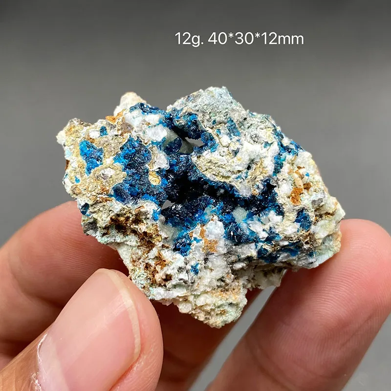 

100% натуральный синий веселит, руда, грубый минеральный образец, коллекция целебных кристаллов, драгоценных камней