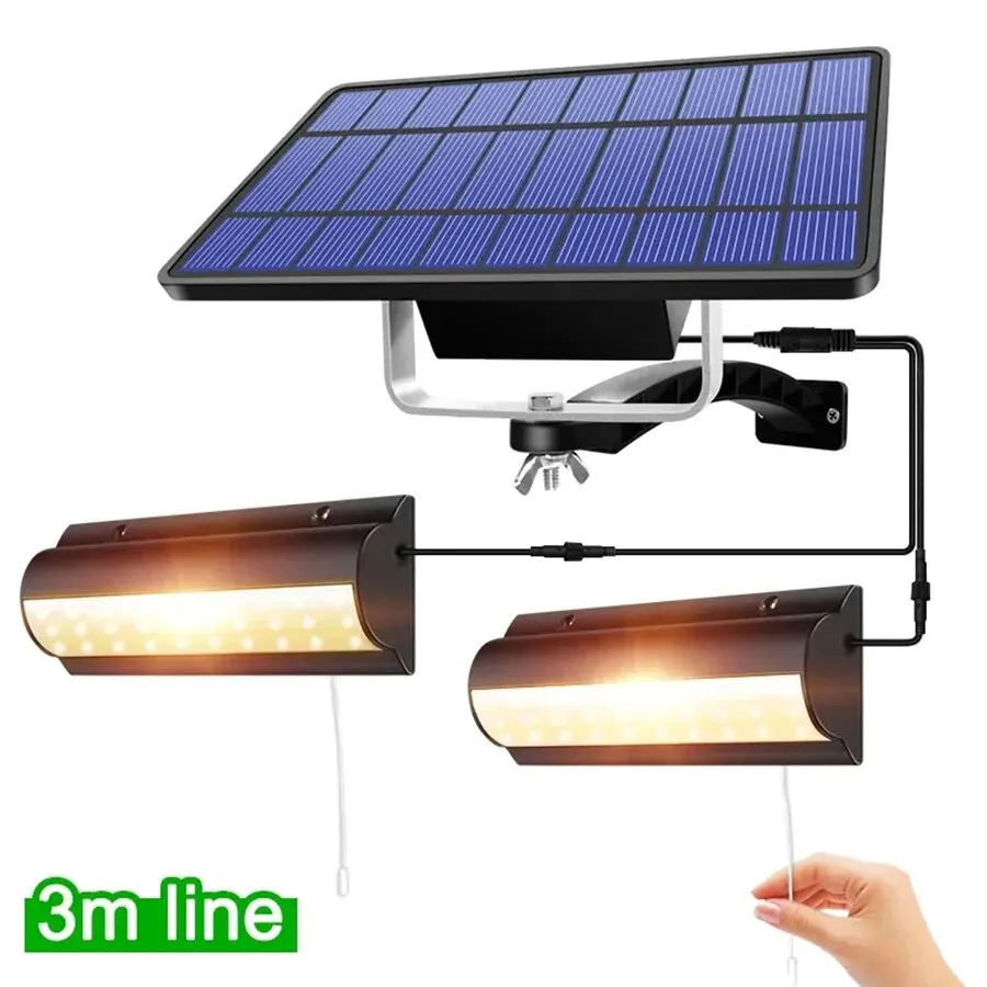 Solar Lights Indoor Outdoor Solar Shed Light With Pull Wire Switch Solar Pendant Light for Patio Porch Barn Farm House With Line