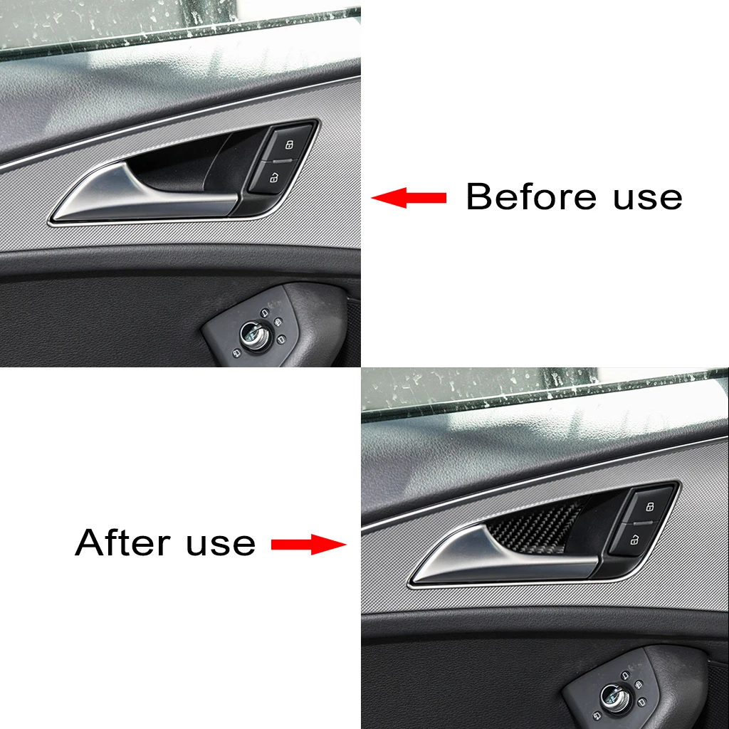 For Audi A6 C7 Accessories 2012-2018 Auto Carbon Fiber Interior Door Bowl Handle Stickers Trim Covers Car Interior Decoration