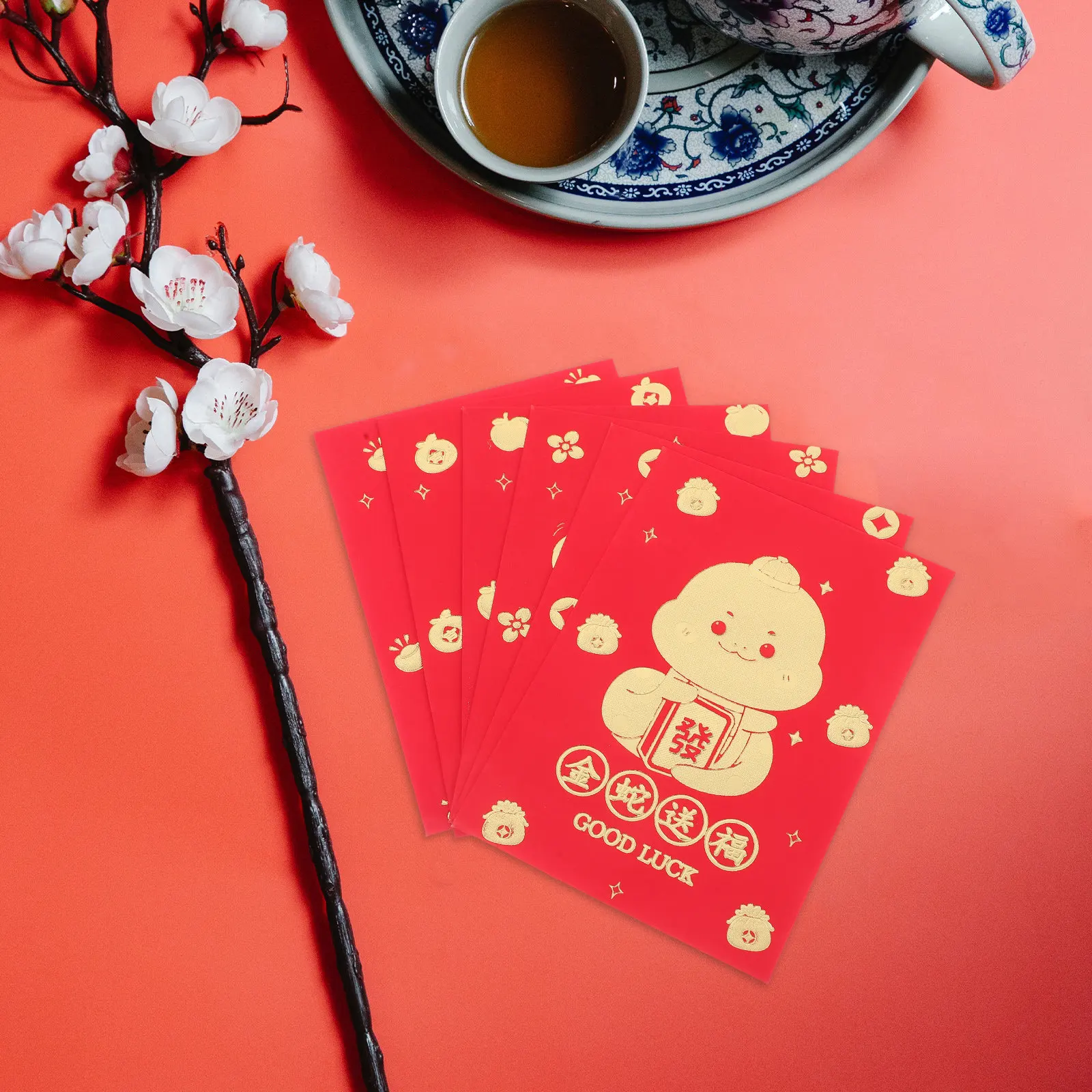 

48 шт. красных конвертов для денег с изображением змеи (знак зодиака) к Китайскому Новому году, для свадеб, Праздника Весны, дней рождения