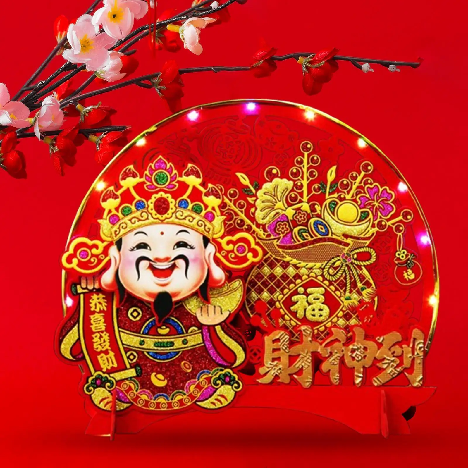 Decoração de mesa de ano novo chinês tradicional o deus da riqueza ajustável