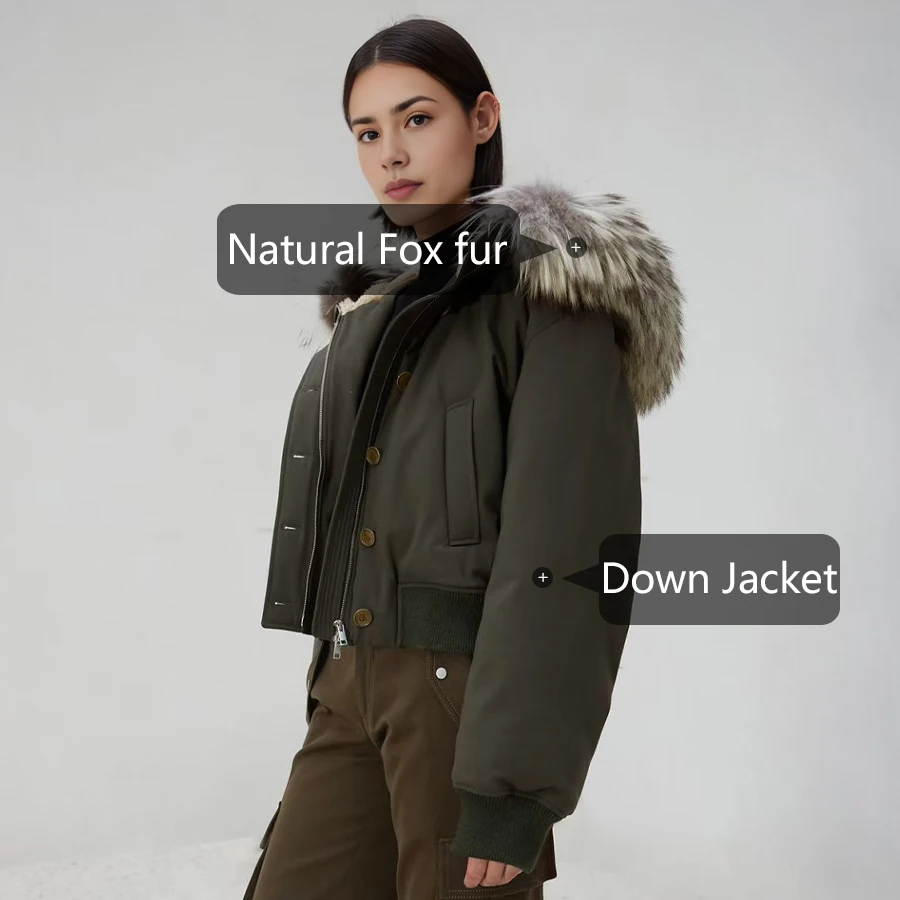 سترة سوداء للنساء من الفرو الطبيعي الأبيض مع زخرفة من الفرو الحقيقي سترة من فراء الثعلب الطبيعي