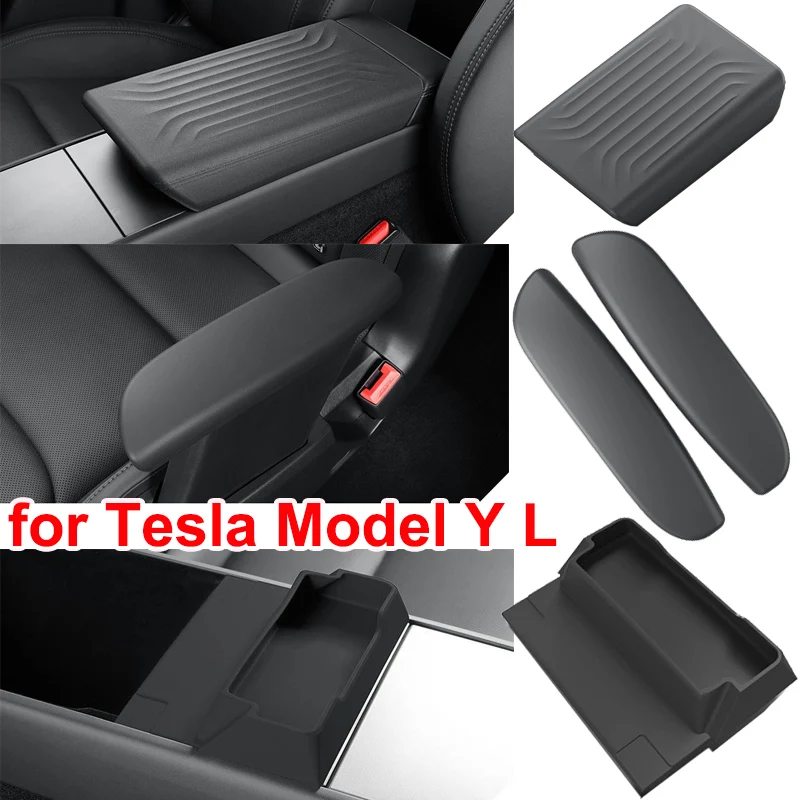 For Tesla Model Y L YL 2026 6 Seat Center Console Armrest Box Protect Cover Second Row Arm Rest Anti-Scratch Case Glasses Tray