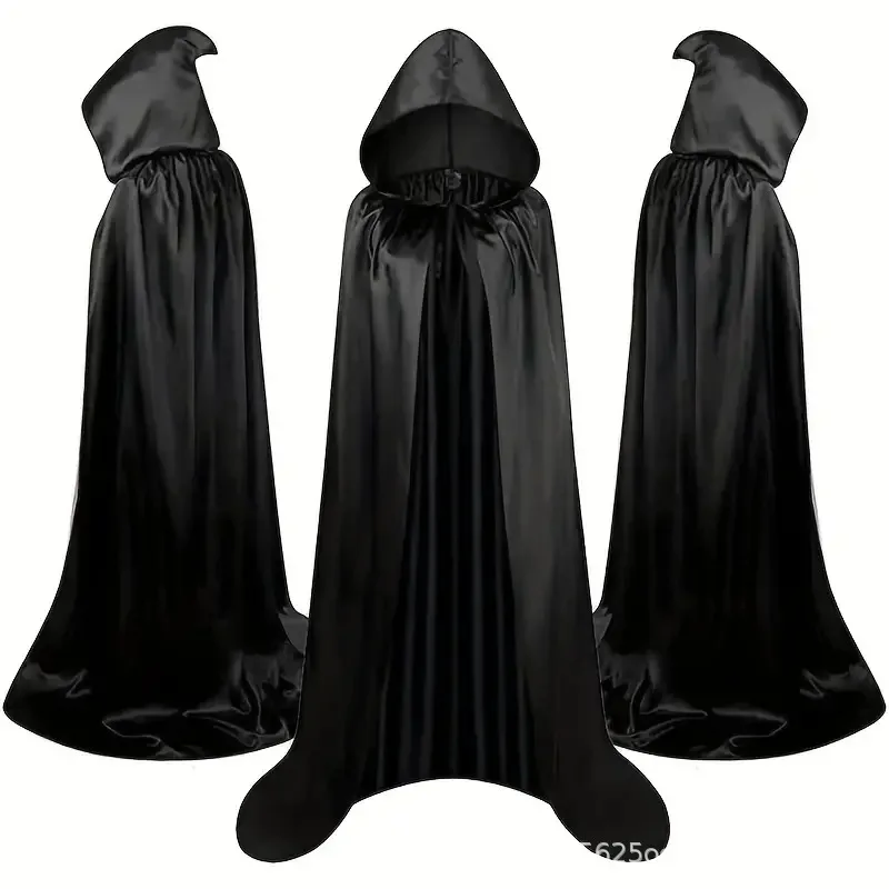 Cape d'halloween, Robe de magicien médiéval, Costume de faucheuse avec capuche pour adultes et enfants, Cosplay, spectacle de fête gothique