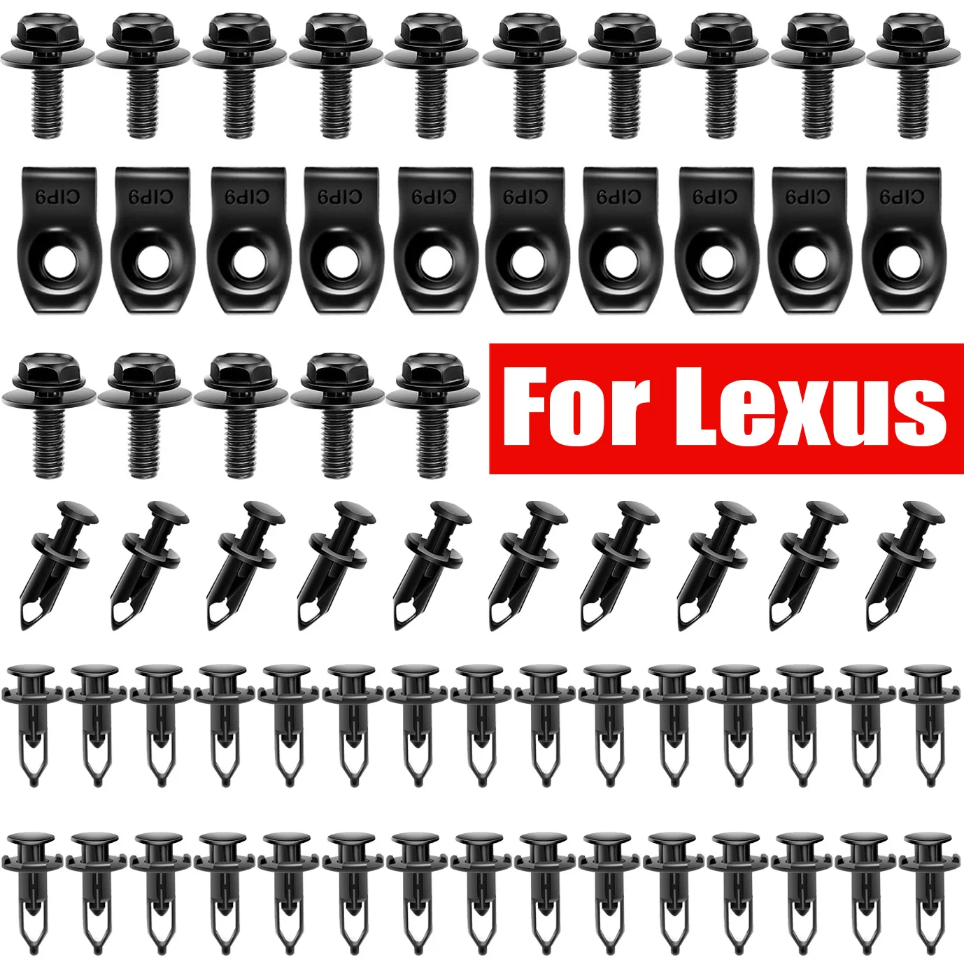 65pcs Car Body Bolts U-nut M6 Engine Under Cover Splash Shield Guard Bumper Push-Type Clips For Lexus GX460 GX470 ES300h UX250h