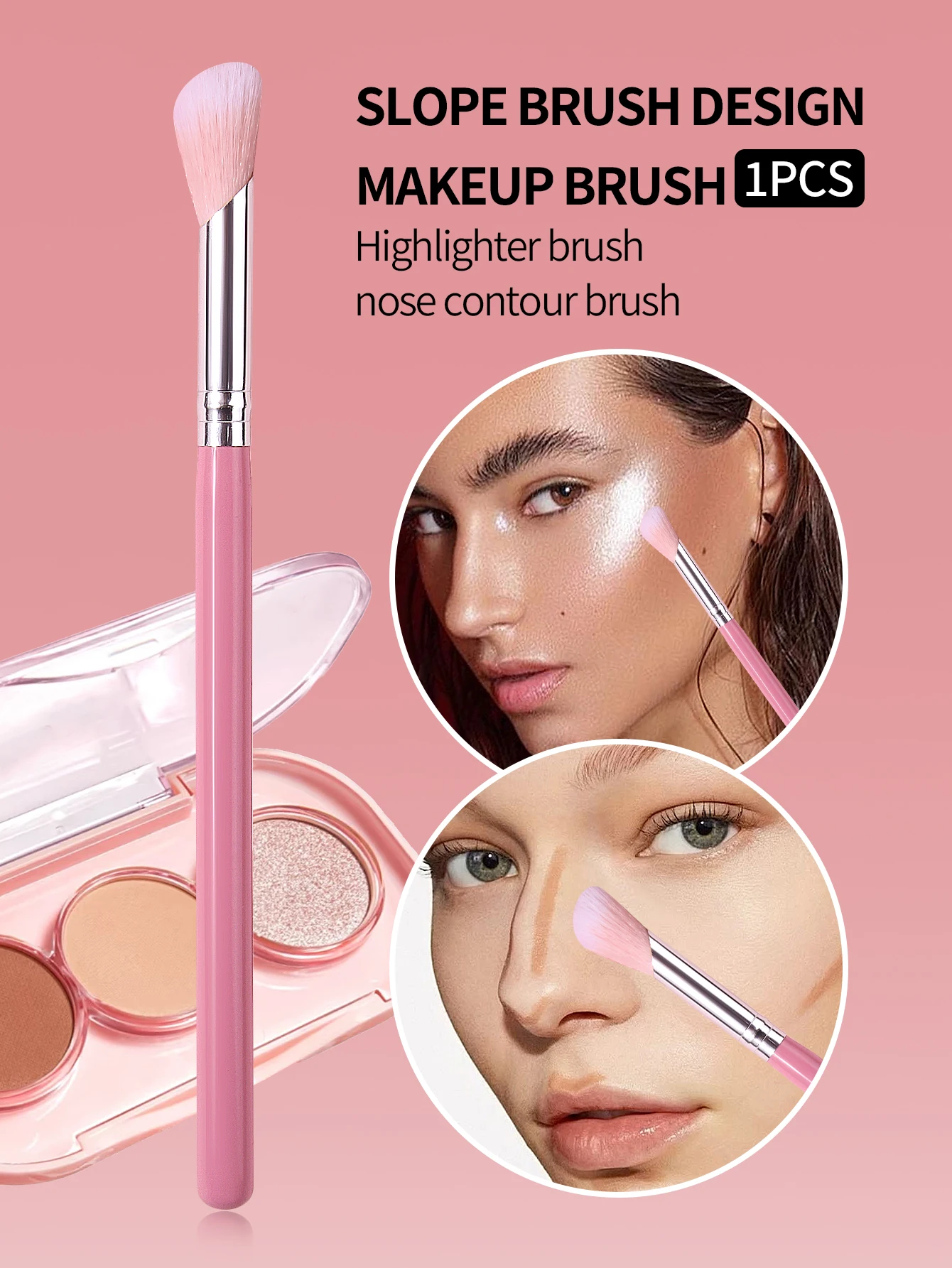 1 Pink Highlight Brush Angled Nose Shadow Brush Professional Facial Contour Modification Tool