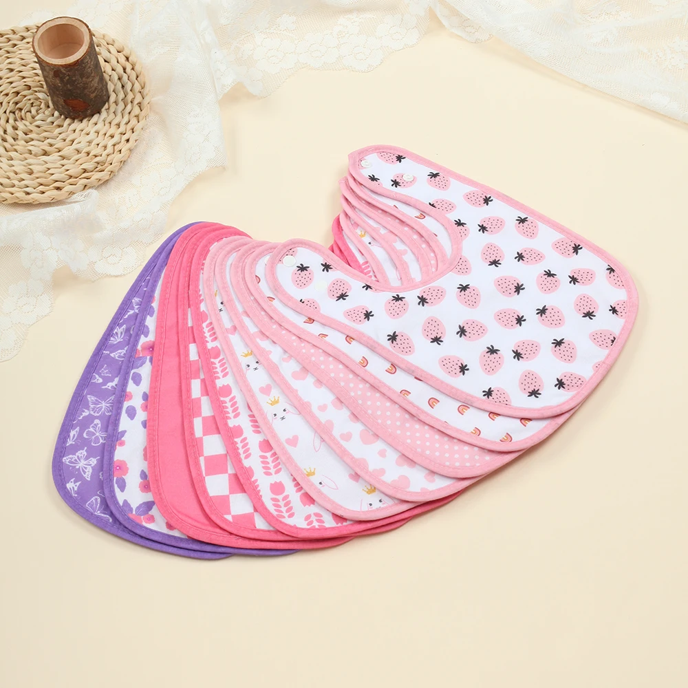 

10 шт. водонепроницаемых нагрудников для девочек, мягкие впитывающие нагрудники для новорожденных от слюней и прорезывания зубов, удобные и регулируемые