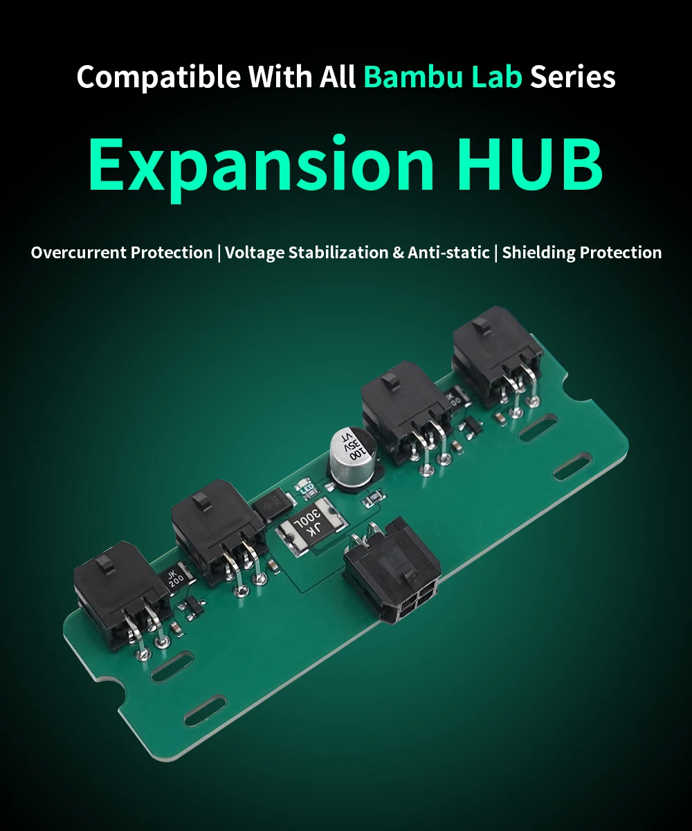 4-Port-Erweiterungshub für Bambu Lab A2L/X2D/P2S/H2C/H2D/H2S/X1C/X1/P1S/P1P/A1/A1mini Dockingstation mit Strom- und Signalüberwachung – Detail 4