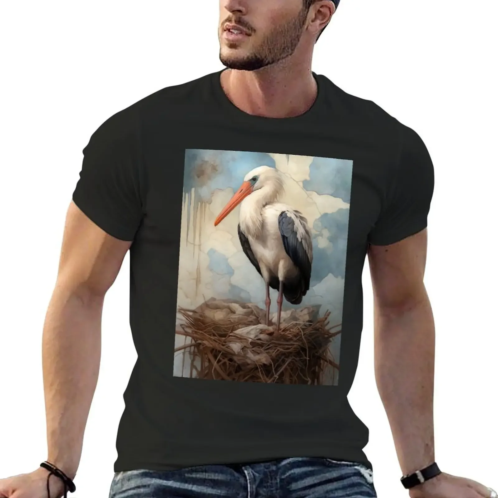 Stork Portrait I T-shirt customs design your own tees mens t shirts